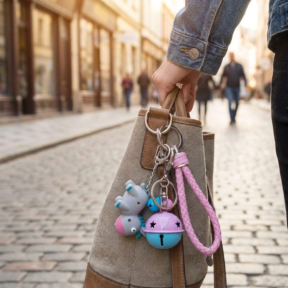 LED Light Donkey Sounding Key Ring Cute Car Pendant Fidget Toy Fingertip Clicker Car Key Chain