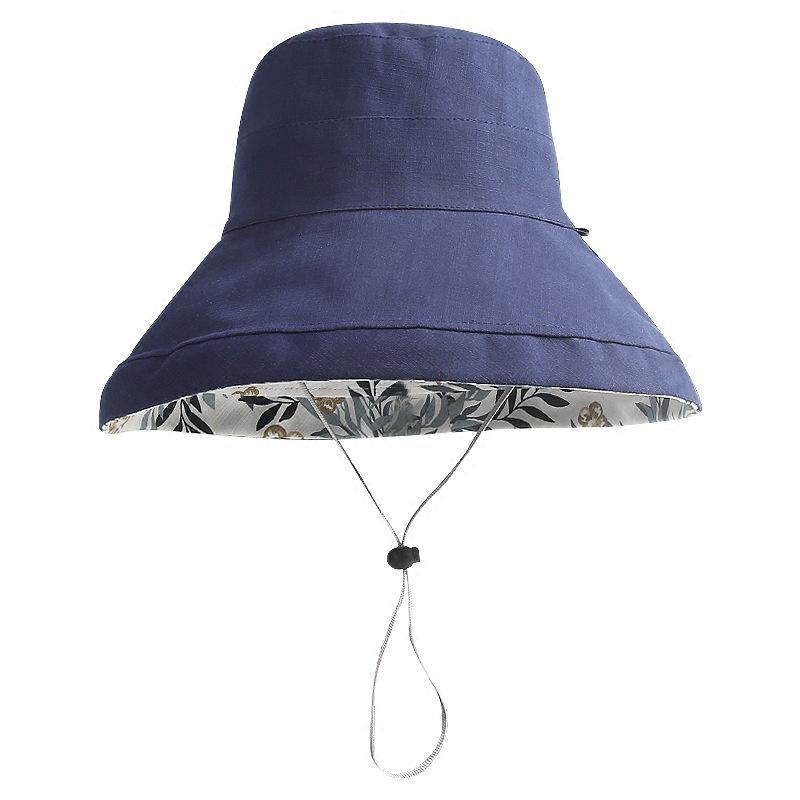Wide Brim Cotton Summer Hat Women Packable Reversible Floral Bucket Hat UV Sun Protection Wide Brim Summer Beach Cap Double Sided Floppy Sun Hats KTY