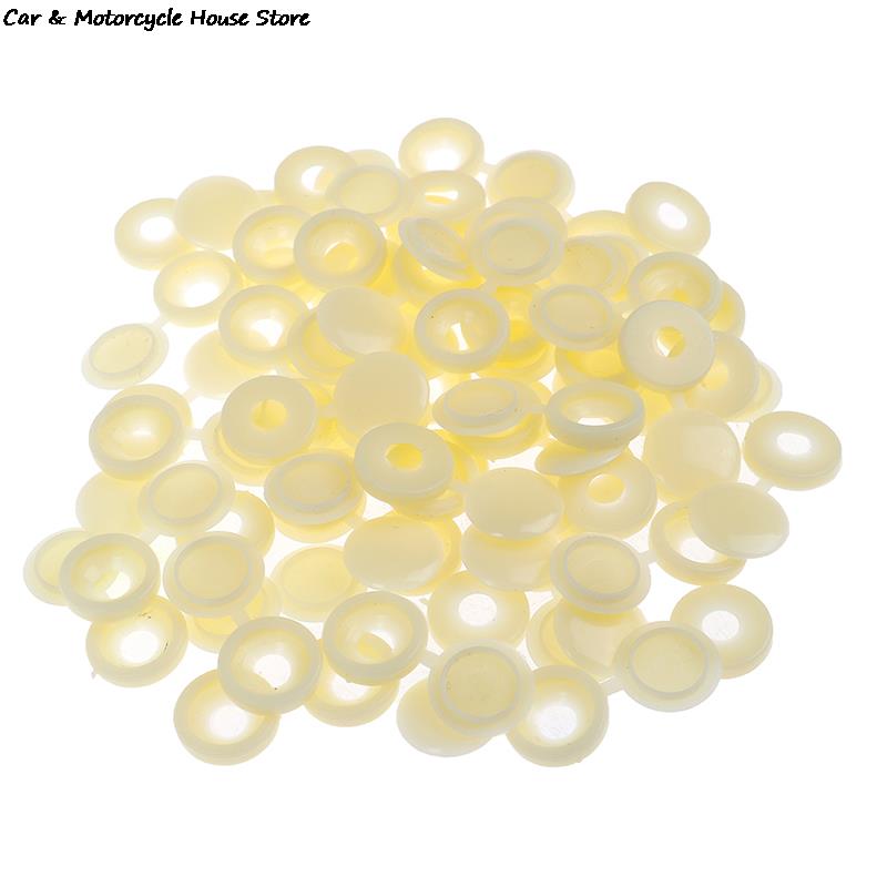50pcs Car White Hinged Cover Cap Number Plate Fitting Fixing Self Tapping Screw For License Plate YW