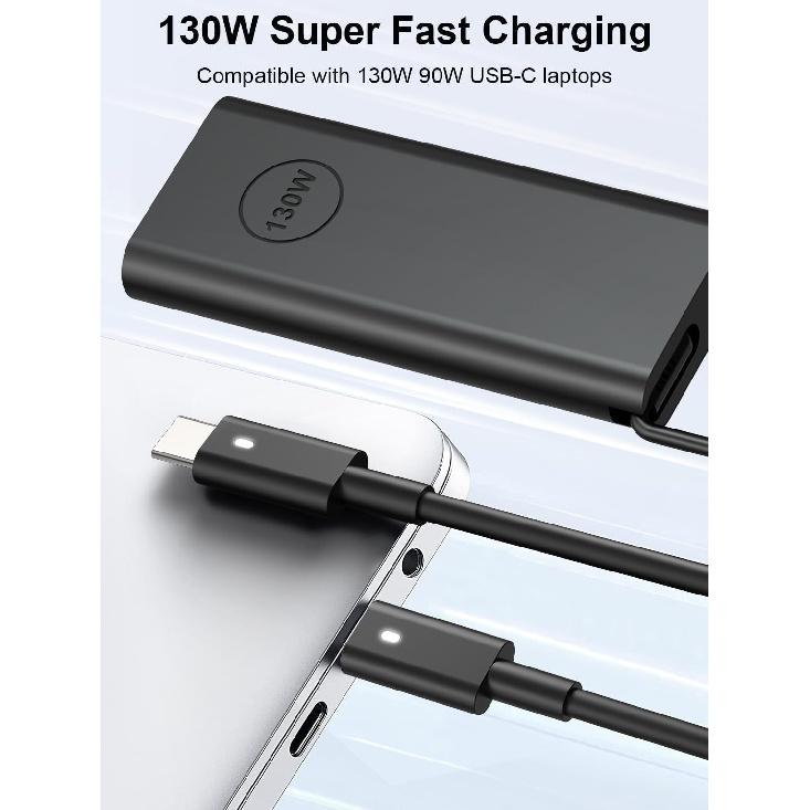 Charger for Dell 130W Laptop USB C Type C AC Adapter for Dell XPS 15 17 2in1 9575 9500 9700 Precision 5530 2in1 5550 5750 3560 Latitude 7410 7310