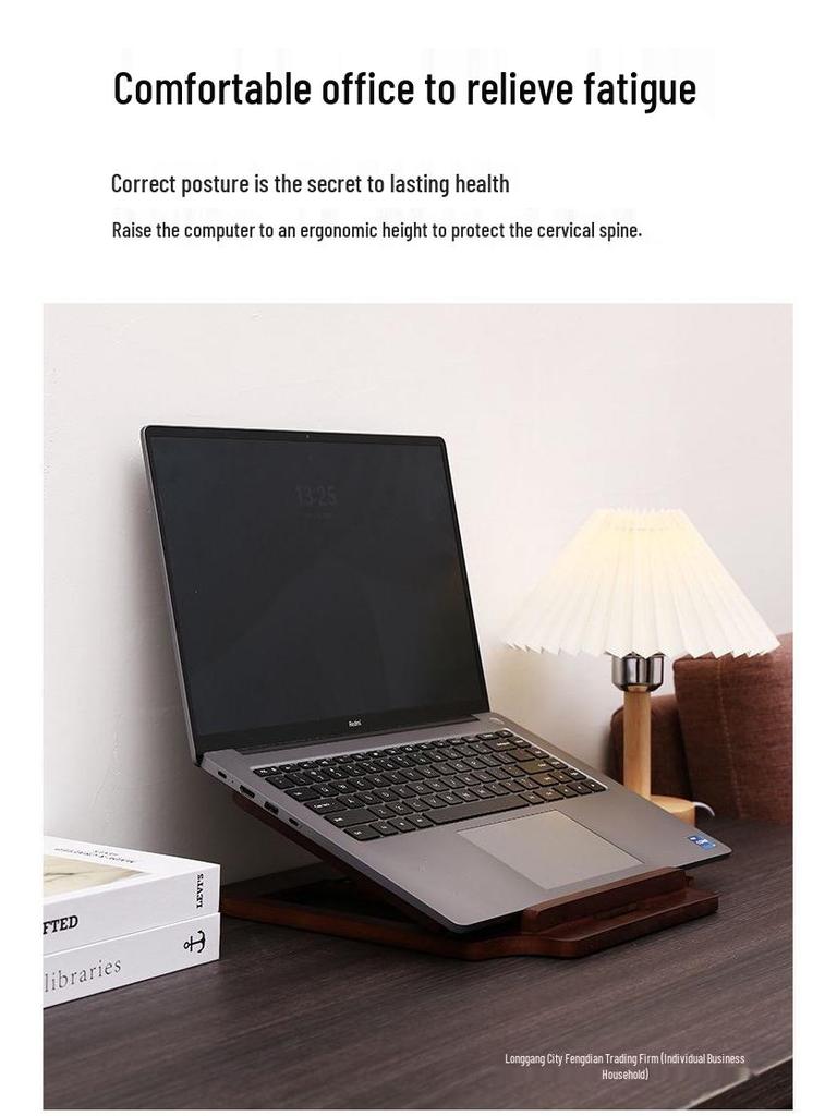 Folding Solid Wood Portable Laptop & Tablet Stand with Cooling Feature