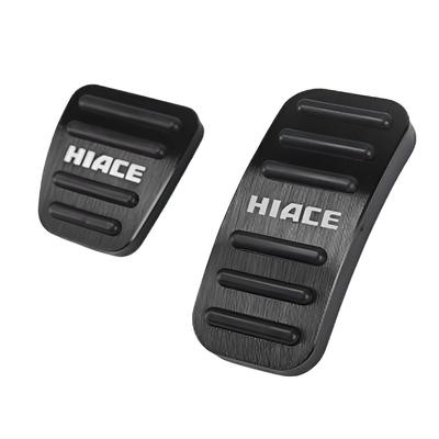 SAWAKAKI Toyota Hiace 200 Series 1-6 Special Design with Logo Aluminum Axle Pedal Brake Pedal Cover Set of 2 (Black)