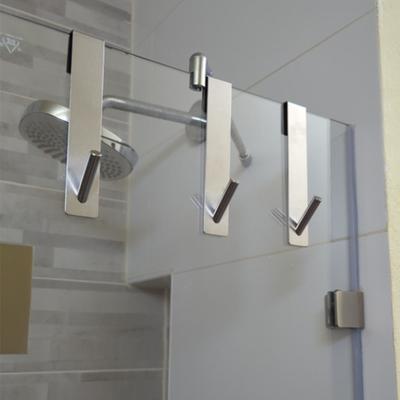 Porte-serviettes de douche en acier inoxydable, porte en verre, porte-serviettes arrière en forme de S, porte-peignoir de salle de bains, crochets