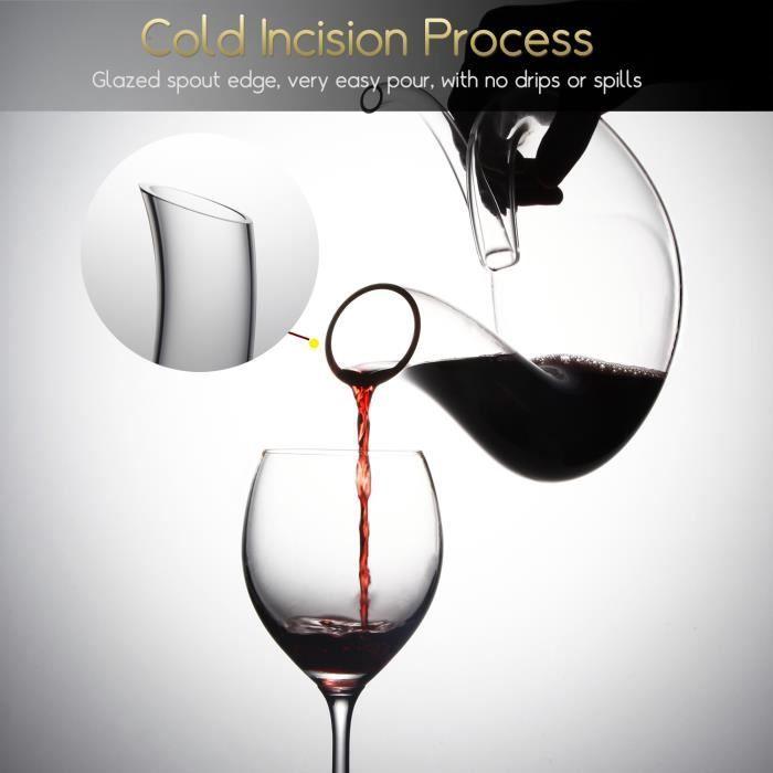 Carafe à vin par nutriups, carafe à vin en verre de cristal, aérateur de vin rouge de 1.4 l (brosse de nettoyage pour carafe)