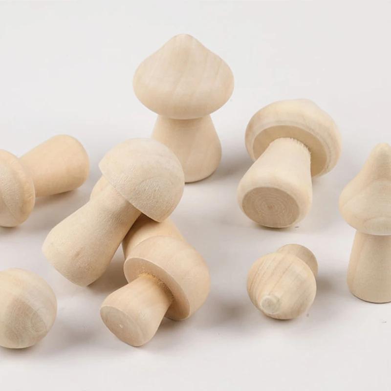 Miniature Wooden Mushroom Scale Model Ornaments Mini Wood Mushroom Simulation Models DIY Desktop Decor Home Crafts