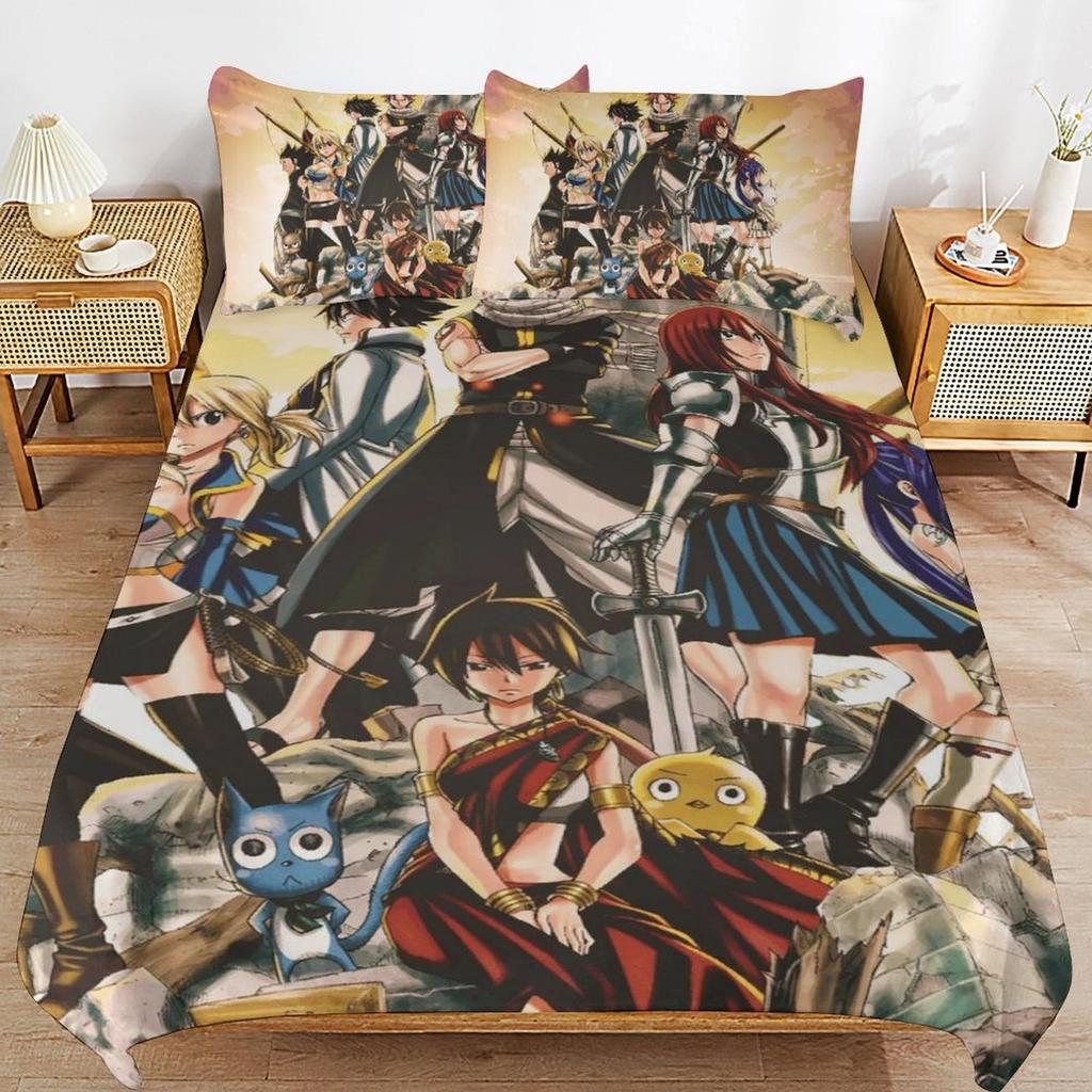 Cartoon Fairy Tail Duvet Cover Pillowcase Bedding Set Adult Boy Girl Bedroom Decoration Children Single Double Large Size
