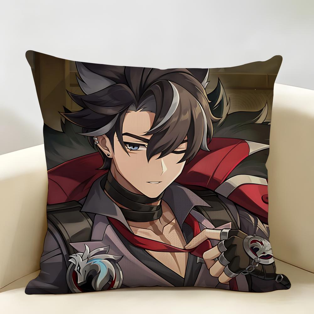 Wriothesley Genshin Impact Cushion Cover Natural Linen Organic Fabric DoubleSided Printing Room Sofa Decor Pillow Case