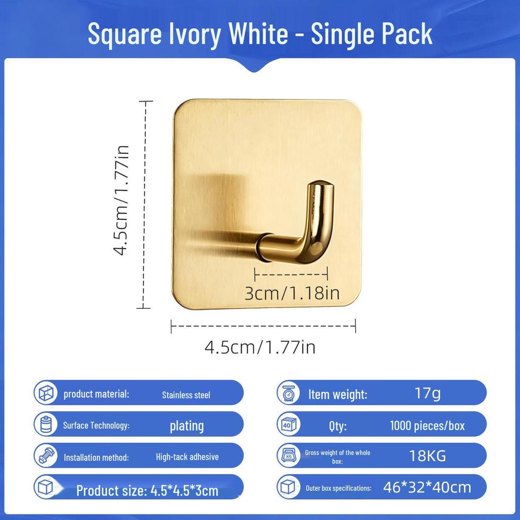 Punch-Free Strong Adhesive 304 Stainless Steel Wall Hook