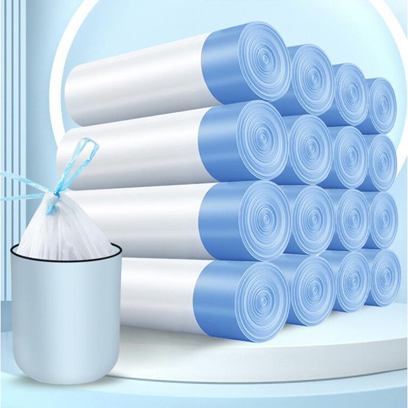 Drawstring Thickened White Garbage Bags - Large, Break-Point Design for Kitchen and Dorm Use