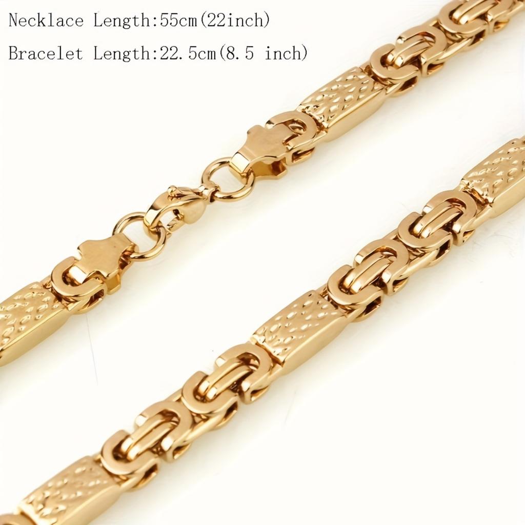 6MM męski modny płaski łańcuszek ze stali nierdzewnej i zestaw bransoletek