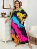 European-American Rayon Print Plus Size Beach Cover-Up Dress & Long Robe