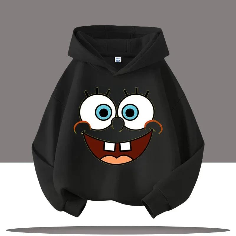 New Cute Cartoon SpongeBob SquarePants Autumn and Winter Fashion Cute Boys and Girls Daily Outing Warm Children's Hoodies