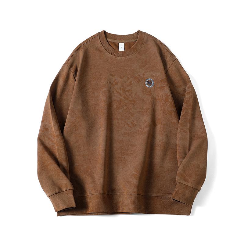 

Осенний свитер Tie-Dye Washed Heavy, мужская свободная рубашка с круглым вырезом, простая вышитая рубашка в американском стиле в стиле ретро 4XL темно-коричневого