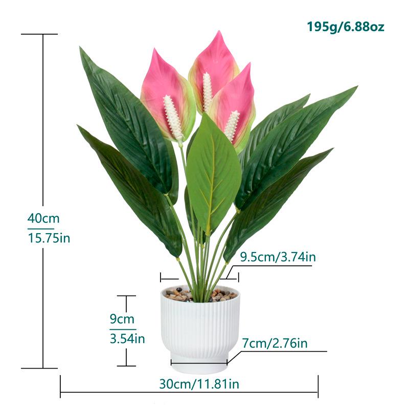 Künstliches Weißes Anthurium Blumenarrangement - Hochzeits- & Restaurant-Tischdekoration