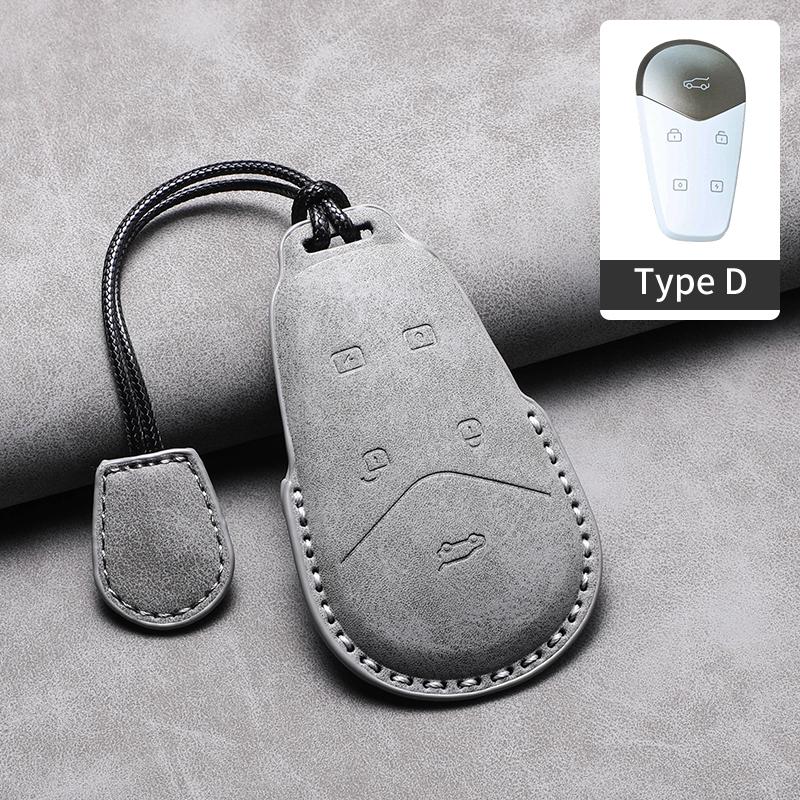 3D Leather Car Key Case Cover For VOYAH DREAM POWER PHEV EV Car Remote Keychain Anti-Scratch Cover Shell Decorative Accessories