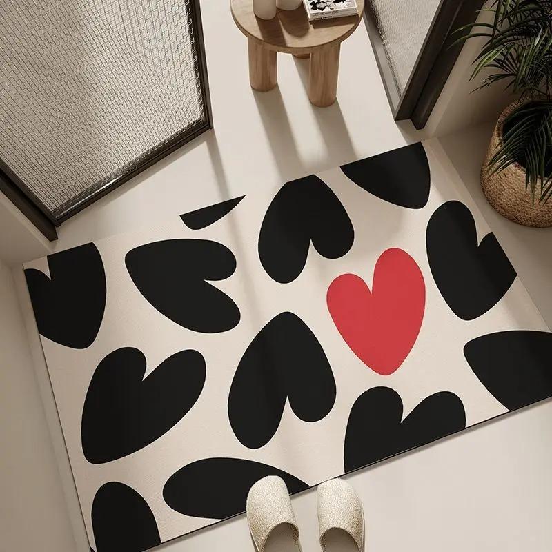 Tappetino a forma di cuore dal design minimalista Tappeto antiscivolo per bagno Tappetino per porta d'ingresso Tappetini da cucina per pavimento Tappetino di benvenuto