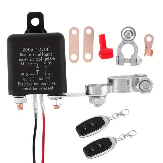 Automotive Relay Wireless Remote Control 200A 12V Battery Disconnect Switch with Waterproof Shell Copper Terminals