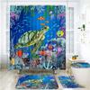 18 Colors 4Piece Marine Style Dolphin Waterproof Shower Curtain Set Anti-slip Mat Base Carpet Toilet Cover Pad Bathroom Kit