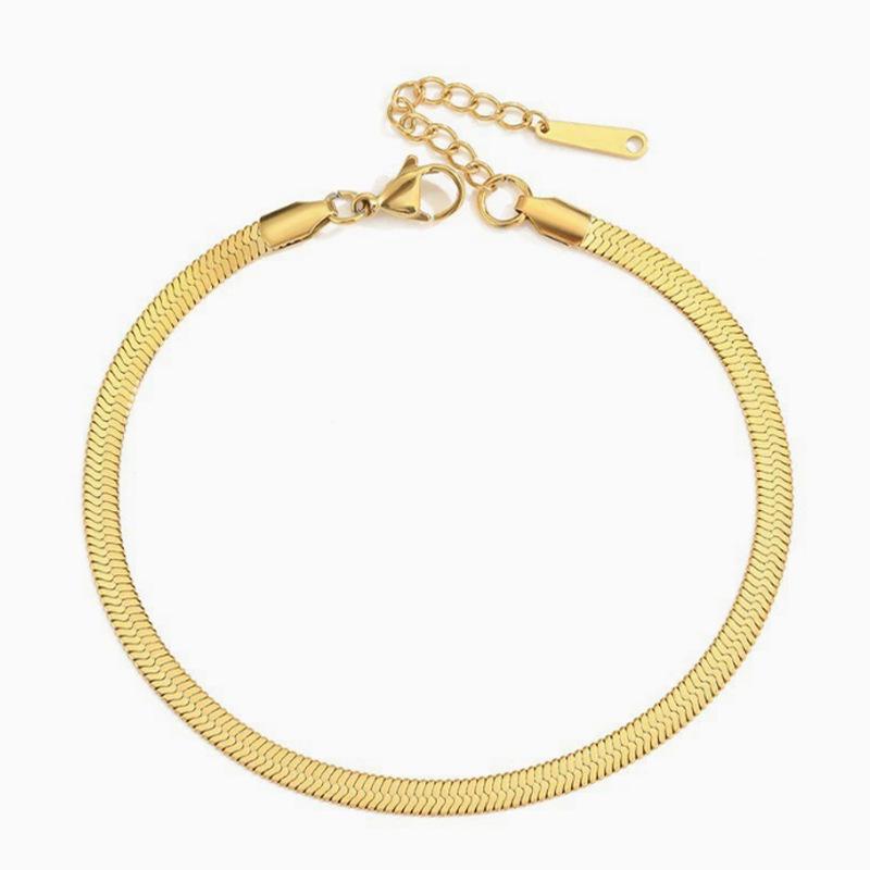 14K Gold-Plated Stainless Steel Snake Chain Anklets for Men & Women
