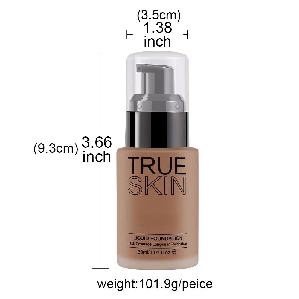 Full Coverage Foundation Deep Brown 30ml Water Based Liquid Makeup Sweatproof Transfer Resistant For A Complexion