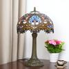 Yellow Peacock Tail Style Stained Glass Table Lamp Vintage Handmade Reading Lamp for Living Room Home Office Decor Light