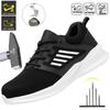 Men Work Safety Shoes Anti-Puncture Protective Shoes Men Indestructible Work Shoes Lightweight Mesh Breathable Safety Boots