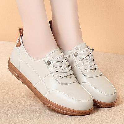 Spring New Women's Shoes Genuine Leather Flat Deep Mouth Single Shoes Plus Size Shoes Casual Soft Sole Comfortable Women's Shoes