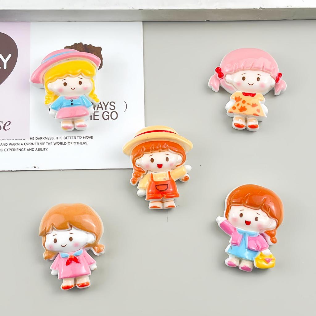 Cartoon Girl Resin Stickers for DIY Keychains, Phone Cases & Crocs