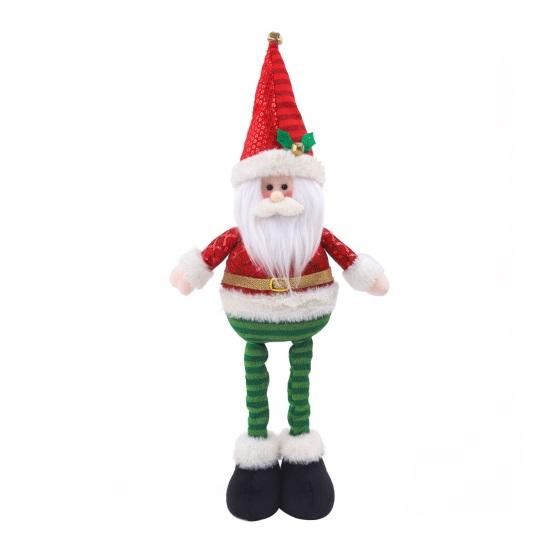 Christmas Plush Doll with Retractable Legs Handmade Standing Snowman Santa Claus Plush Toy Xmas Winter Holiday Party Decoration Ornament
