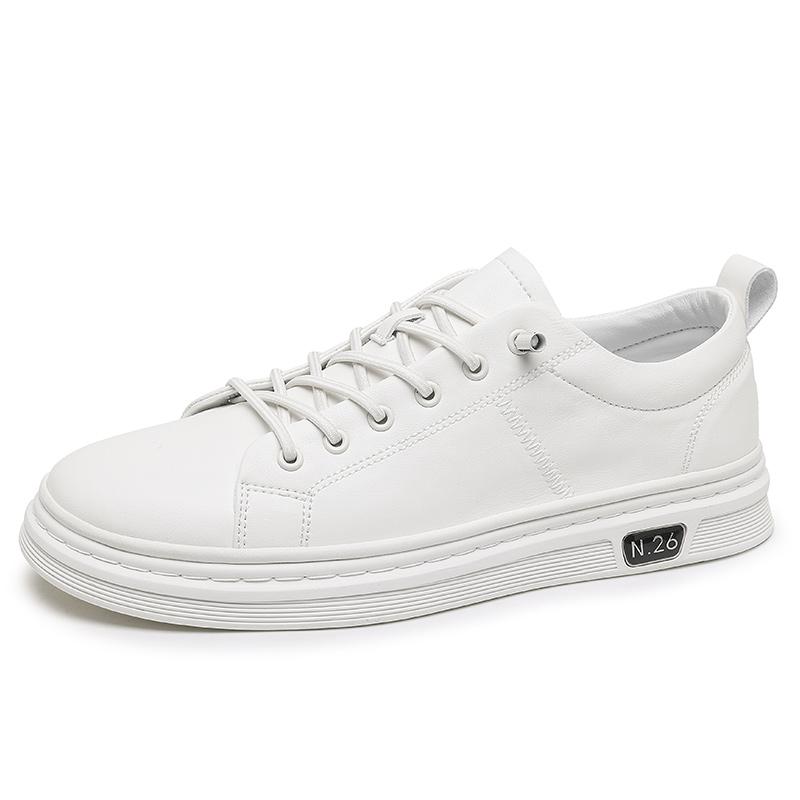 

Fashion 2025 Spring Men s Minimalist White Shoes Slip-Resistant Rubber Sole Casual Sneakers Fashion Breathable Lace-Up Design Mens Shoes 39 белый