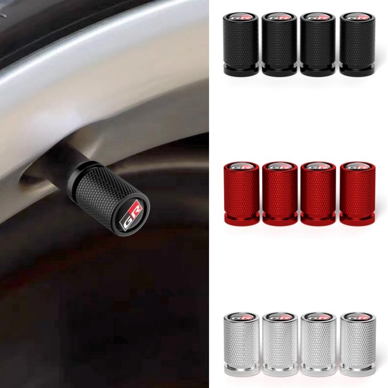 4Pcs 3D Metal Car Wheel Tire Valve Stem Caps Waterproof Dust Cover for Toyota GR Supra Corolla Hilux C-HR Yaris GT86 Accessories HP7