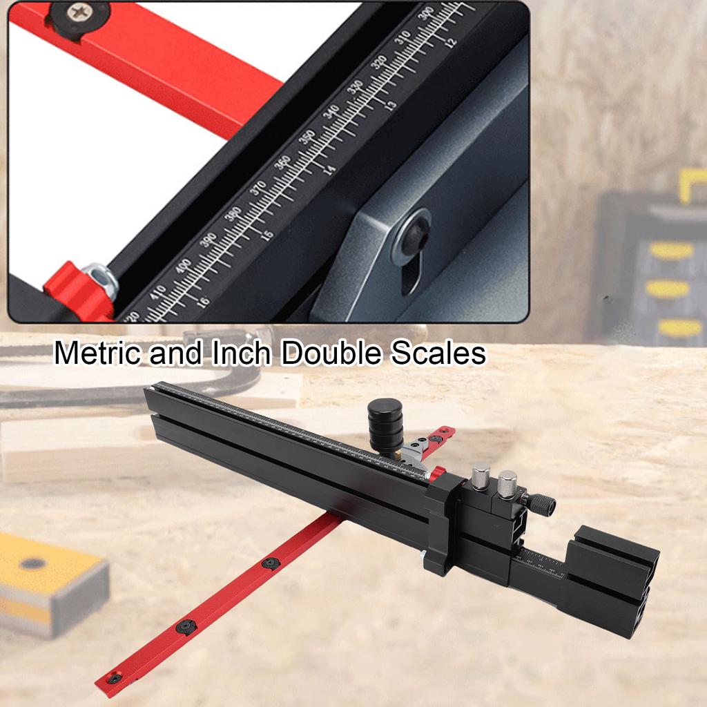 Table Saw Miter Gauge with Micro Adjustable Flip Stop and Extendable Fence for Band Saw Router Table 3/8x3/4 Inch T Slot