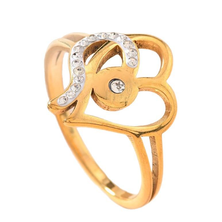 Stainless Steel Ring Heart Hollow Ceramic Inlaid Diamond Couple Ring Korean Version Light Luxury Titanium Steel Jewelry
