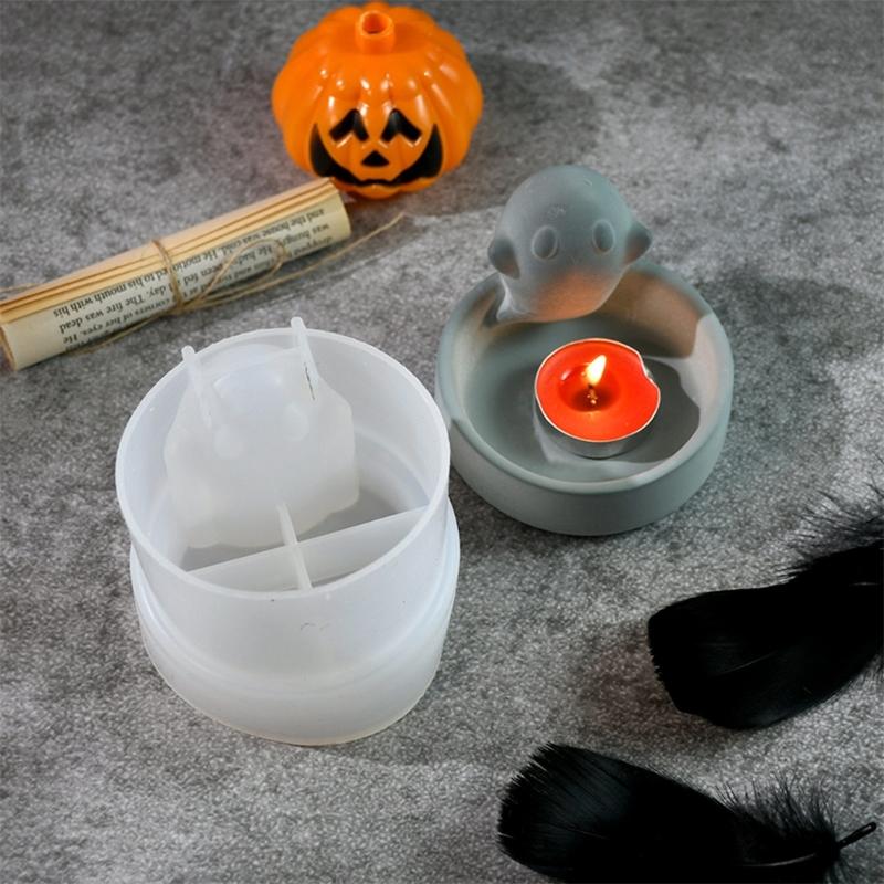 Candlestick Silicone Mold Halloween Spirit Candle Base Mold High Temperature Resistant Candle Holder Decorations Mould