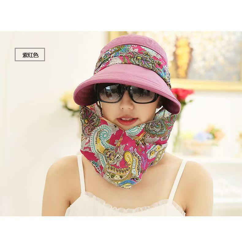 Summer sun hat women's sun hat cycling outdoor folding beach sun hat women's summer big edge face cover summer hat