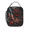 Isolierte Lunchtasche Rote Rose Amerikanische Flagge Merchandise Essensbox Harajuku Kühltasche Thermische Lunchbox Für Draußen
