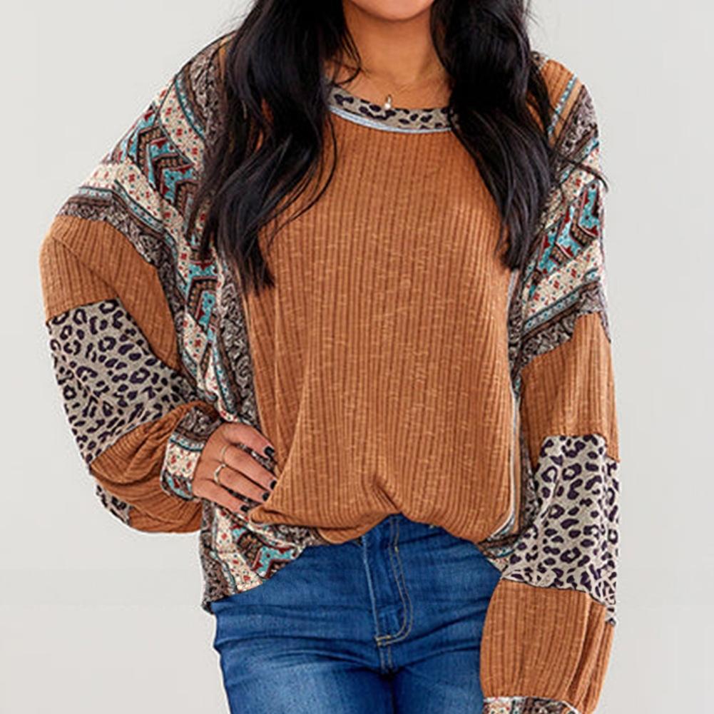 

GMXIA Осенне-зимняя женская повседневная рубашка с контрастными полосками, круглым вырезом и рукавом-мешком, свободная толстовка с капюшоном для женщин XL светло-коричневого