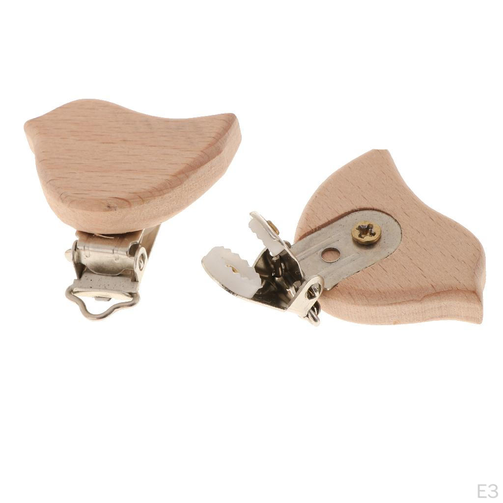 10 Pcs Wooden Pacifier Clip Natural Beech DIY Chain Accessory