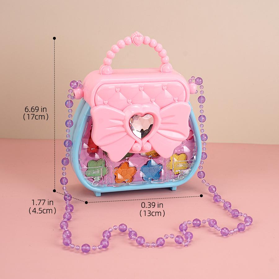 Heart Of The Ocean Makeup Handbag Water Soluble Safe Girls Cosmetic Box Play House Toy Real Glitter Lipstick