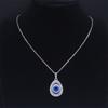 Turkish Evil Eye Necklace Stainless Steel Silver Color Blue Lucky Eyes Water Drop Necklaces Jewelry Collier Femme N8366S01