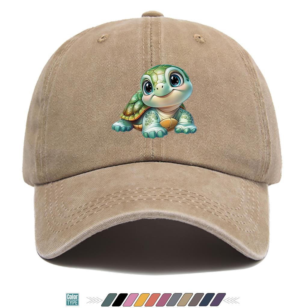 Pc Cartoon Cute Turtle Print Baseball Cap Comfortable Breathable Duckbill Hat Fashionable Cute AgeReducing Design Unisex Ad