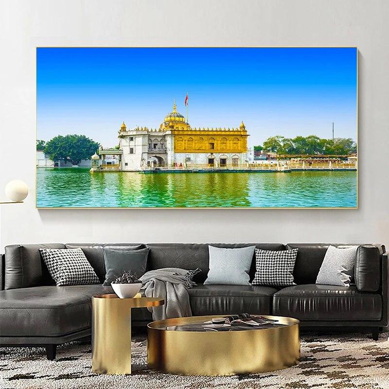 Landschaft Goldener Tempel Leinwand Malerei Poster und Drucke Wand Kunst Bilder Moderne Wohnzimmer Home Decor Kein Rahmen