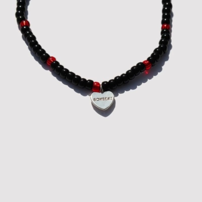 BONBEAU Soul Heart Charm Glass Beads Bracelet Colored Heart Charm Point Glass Bead Bracelet