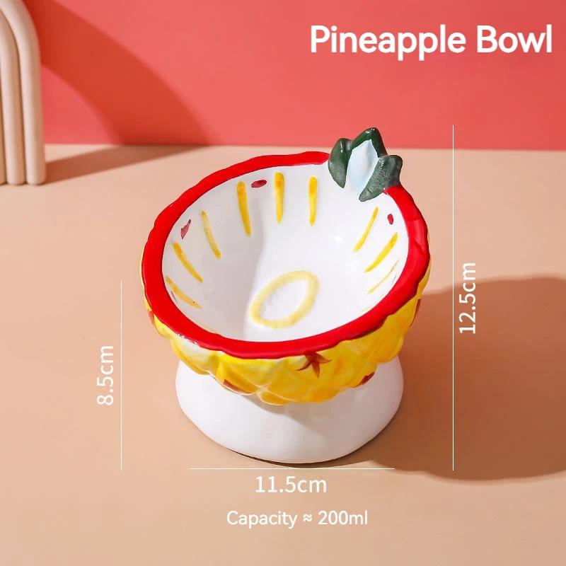 Six Fruit Designs Pet Feeding Bowls Cute Strawberry Apple Grape Peach Cearamics Cat Food Bowl Cat Feeder