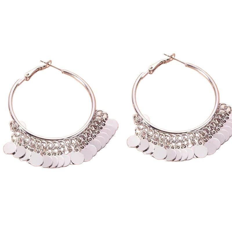 Exaggerated Design Multi-layer Metal Disc Fringed Earrings Earrings Temperament Cold Wind Earrings