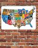 United States Map License Plate Collage Collection Sign Aluminum Metal