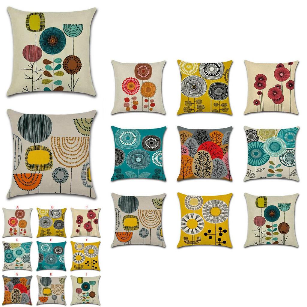Elegant Fashion Flower Cotton Linen Cushion Cover For Home Bed Sofa Decor 45cm