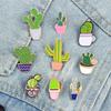 Mode Cartoon Grüne Pflanze Brosche Topfpflanze Kaktus Metall Emaille Pins Revers Jacke Rucksack Hut Abzeichen Schmuck Geschenk Für Kinder Freunde