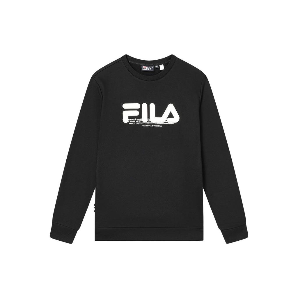 Fila American Retro Letter Logo Print Crew Neck Casual Sweatshirt Men Sweatshirt Black F11M349213F-BK
