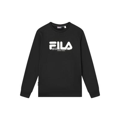 Fila American Retro Letter Logo Print Crew Neck Casual Sweatshirt Men Sweatshirt Black F11M349213F-BK